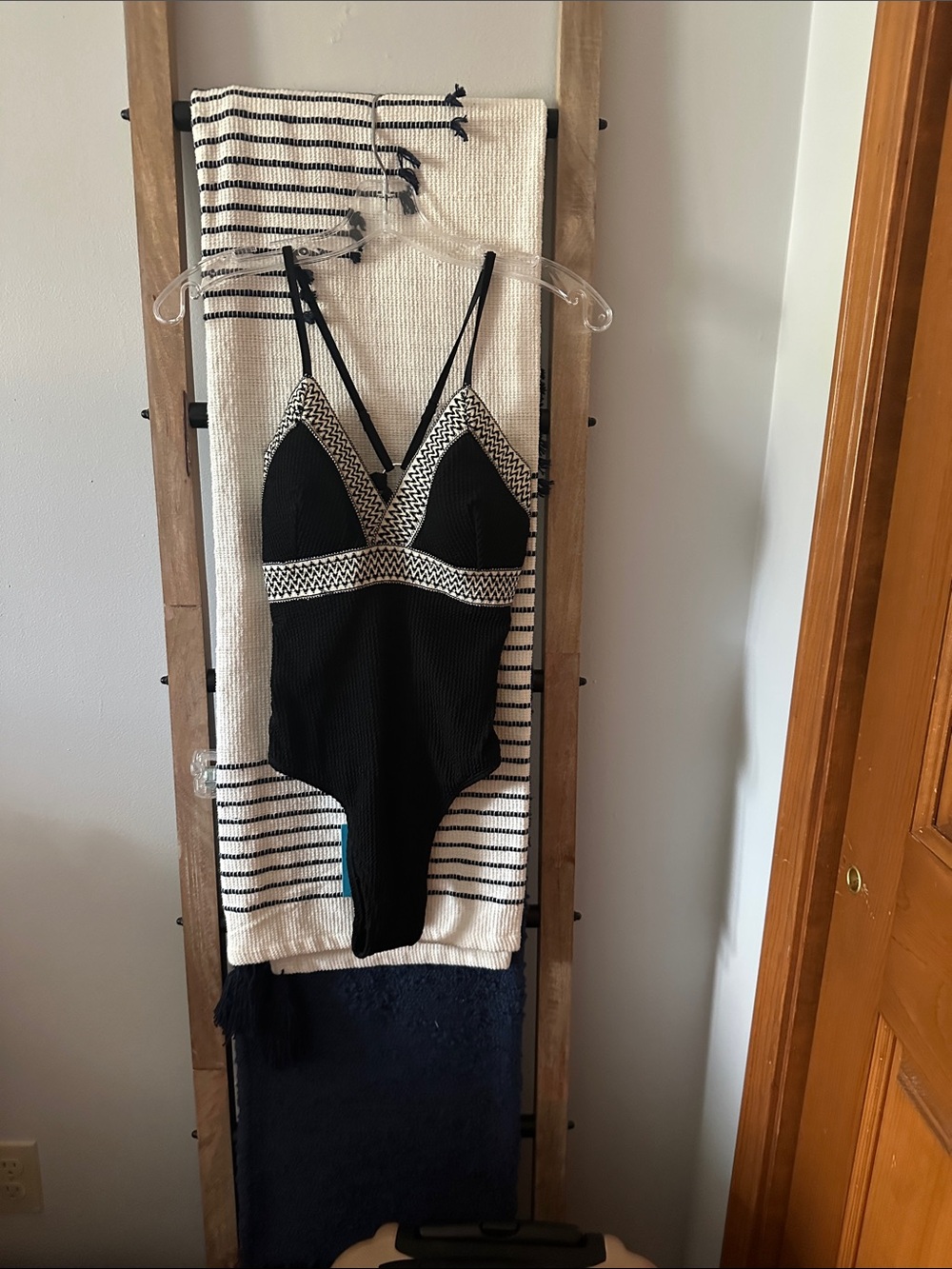 Cupshe Black One-Piece Swimsuit with White Trim